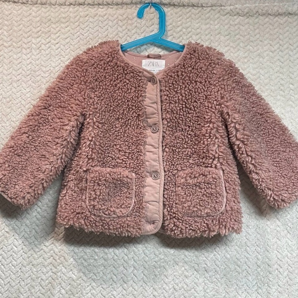 Zara Kids Cozy Teddy Pink Sherpa Coat 2/3T